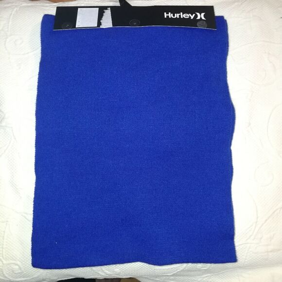 MEN HURLEY Cobalt Blue & White Thin Knit Scarf & Beanie Bundle NWT - Picture 5 of 5